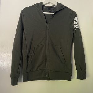 Kid's Forest Green Adidas Zip Up